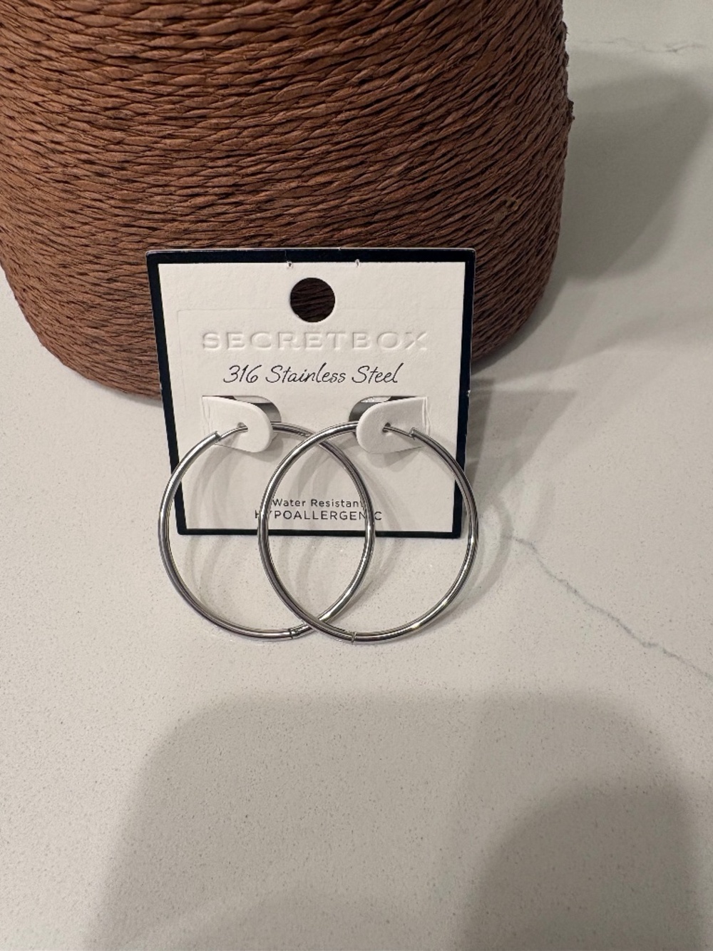 Secret Box New York  316 Stainless Steel 1 1/2 Inch Hoop Earrings (S)